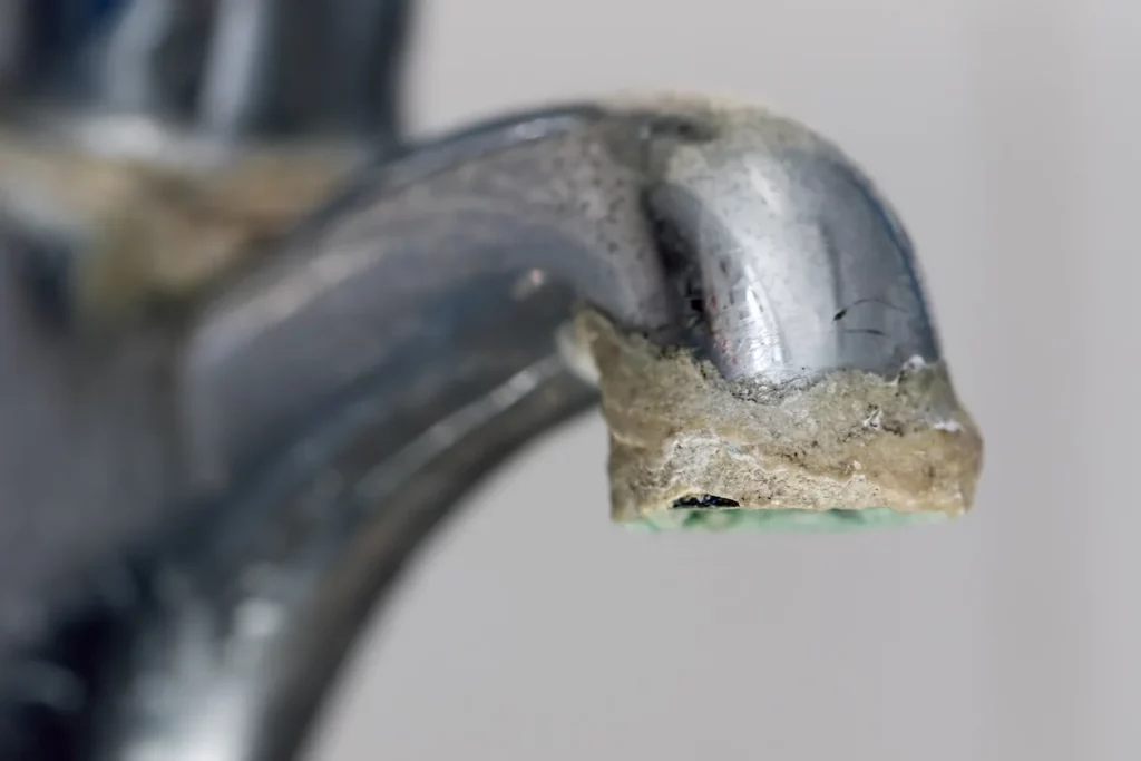 Tap limescale caused by hard water